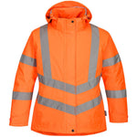 Portwest LW74 Orange Padded Waterproof Womens Hi Vis Jacket