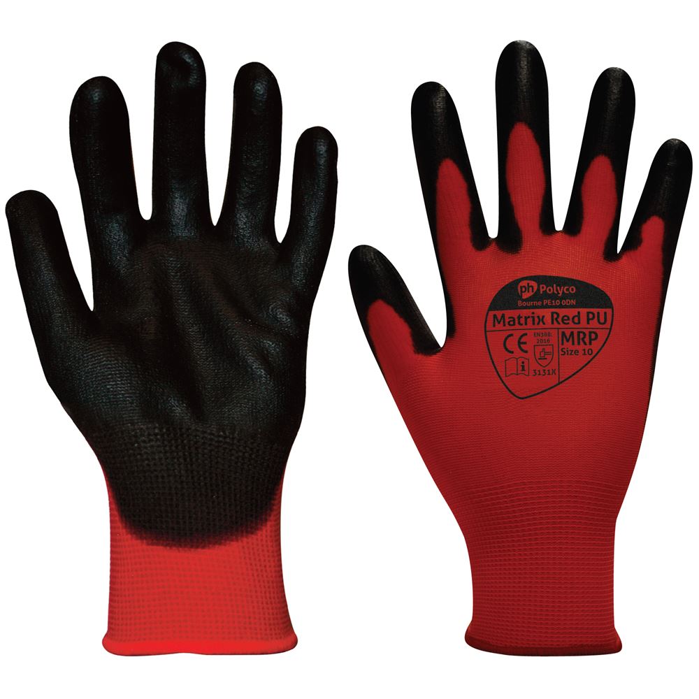 Polyco Matrix Red PU Gloves MRP with PU Palm - 13g