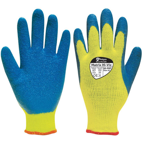 Polyco Matrix Hi Viz Thermal Work Gloves 90-MAT with Latex Palm - 10g