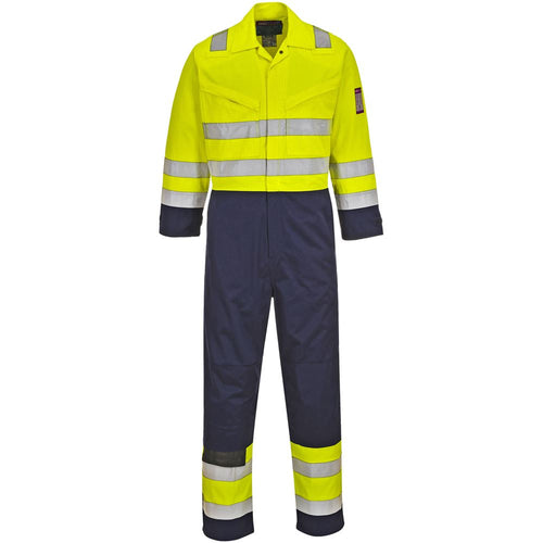 Portwest MV28 Modaflame Flame Resistant Anti Static Arc Yellow/Navy Hi Vis Overalls