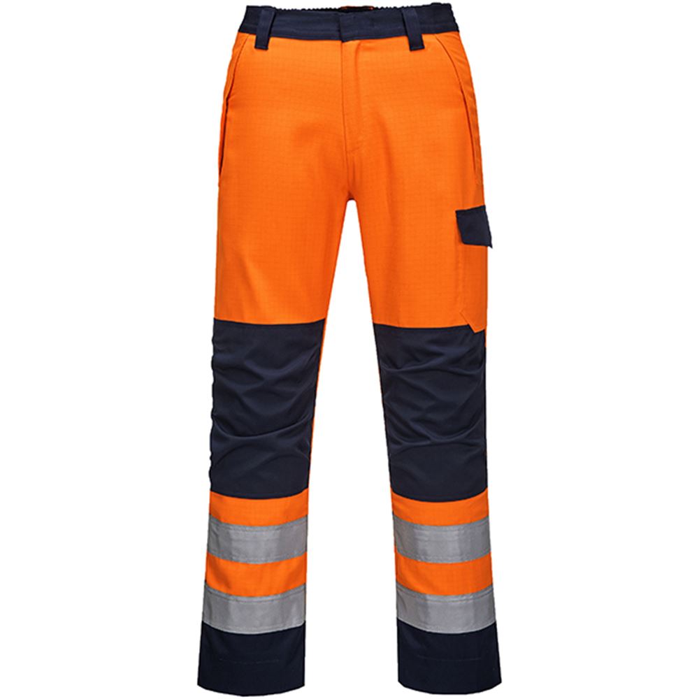 Portwest MV36 Orange/Navy Modaflame HVO Multi Inherent Flame Resistant Anti Static Arc Hi Vis Trouser