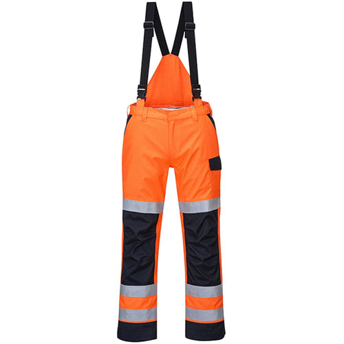 Portwest MV71 Orange/Navy Modaflame Rain Waterproof Inherent Flame Resistant Anti Static Arc Hi Vis Trouser