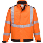 Portwest MV72 Orange/Navy Modaflame Softshell Inherent Flame Resistant Anti Static Arc Hi Vis Softshell Jacket (3L)