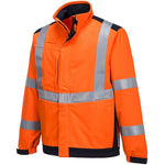 Portwest MV72 Orange/Navy Modaflame Softshell Inherent Flame Resistant Anti Static Arc Hi Vis Softshell Jacket (3L)