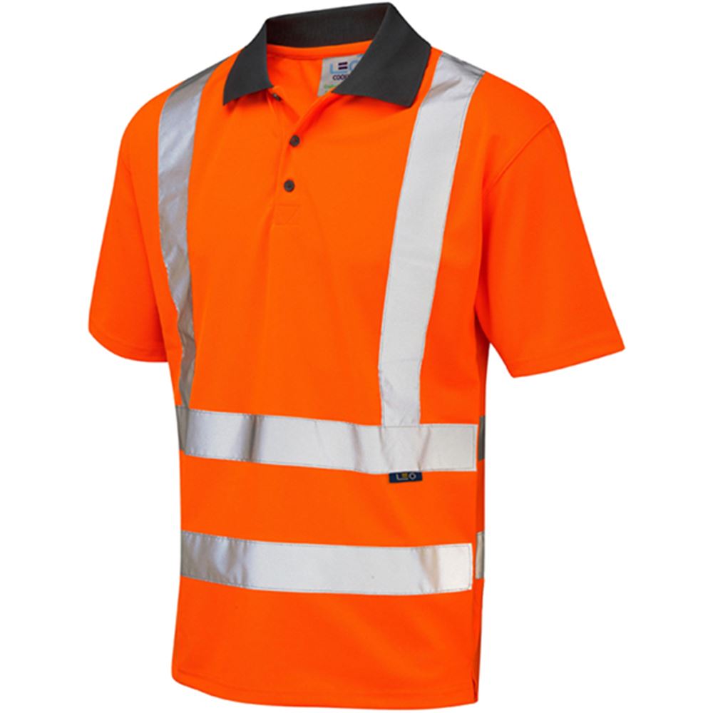 Leo Workwear Rockham Orange Coolviz EcoViz Hi Vis Polo Shirt