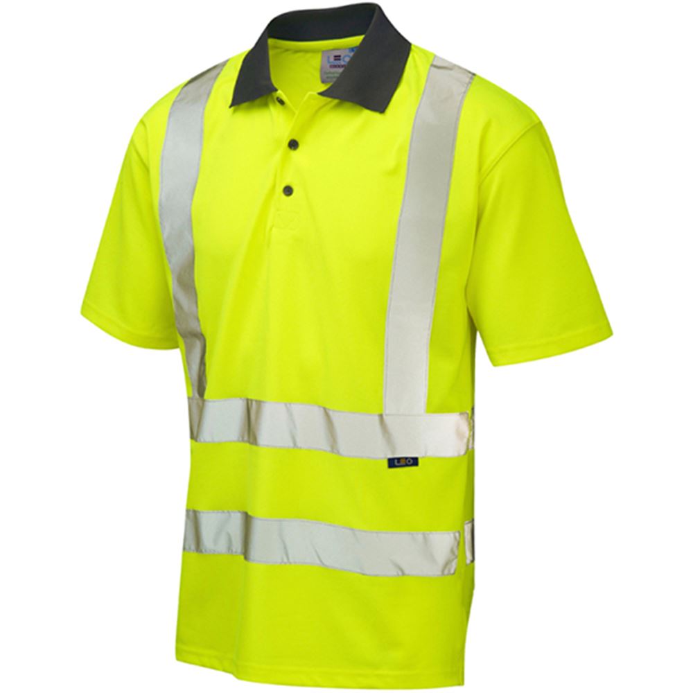 Leo Workwear Rockham Yellow Coolviz EcoViz Hi Vis Polo Shirt