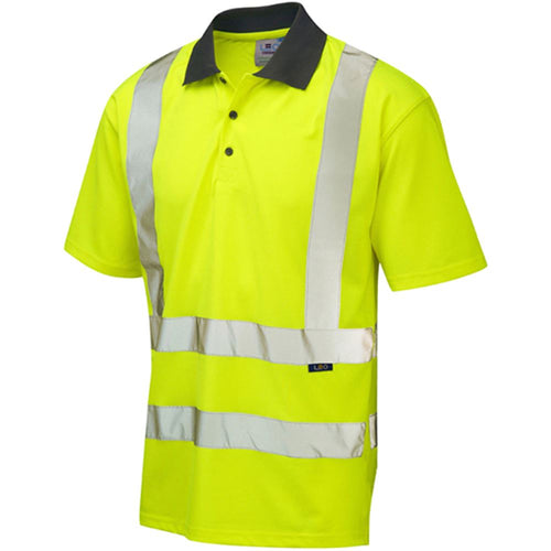 Leo Workwear Rockham Yellow Coolviz EcoViz Hi Vis Polo Shirt