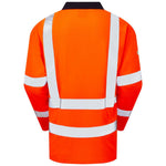 Leo Workwear Swimbridge Orange EcoViz Comfort Long Sleeve Hi Vis Polo Shirt