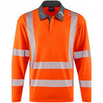 Leo Workwear Georgeham Orange EcoViz Coolmax Performance+ Long Sleeve Hi Vis Polo Shirt