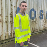 Leo Workwear Georgeham Yellow EcoViz Coolmax Performance+ Long Sleeve Hi Vis Polo Shirt
