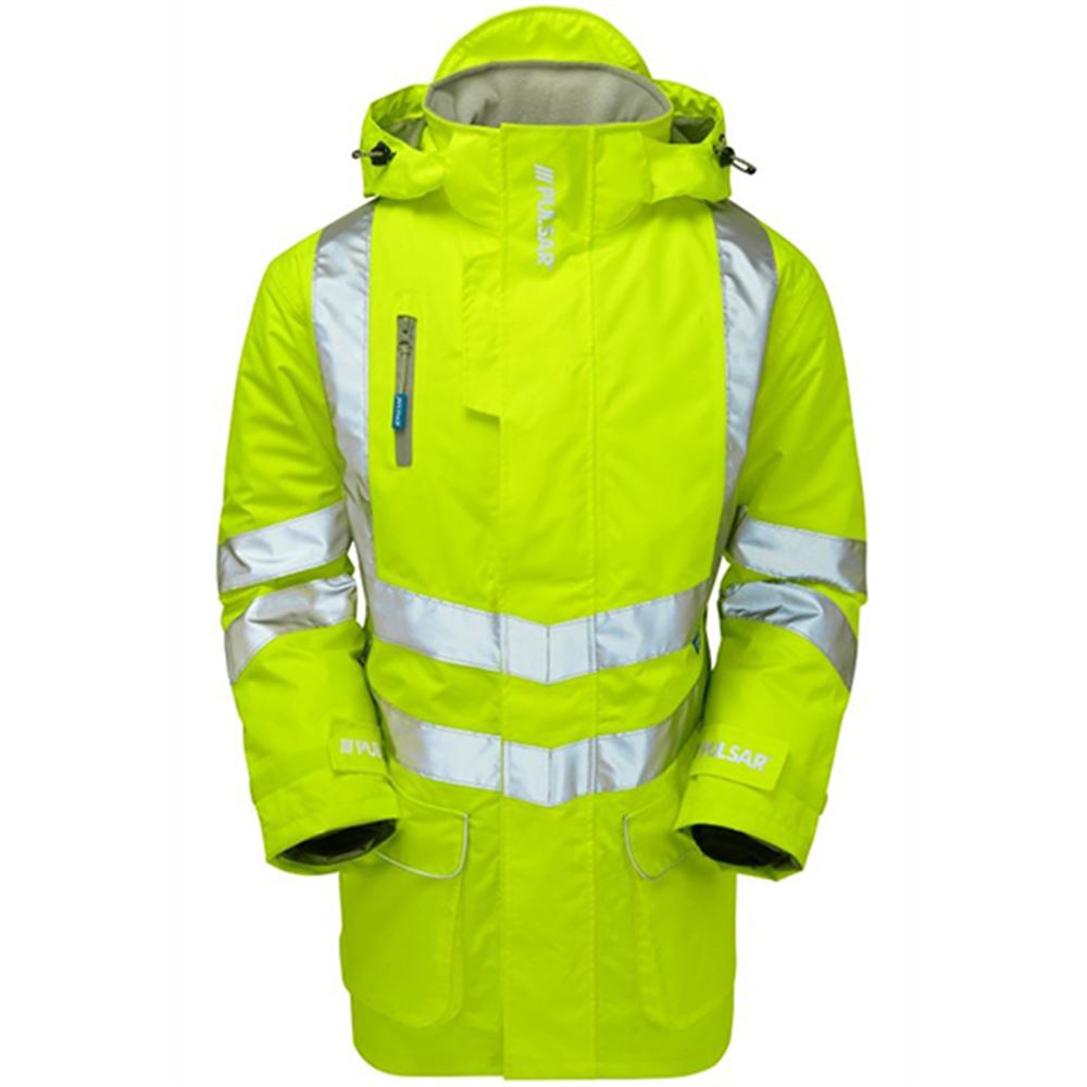 Pulsar P187-R Yellow GRS Recycled Padded Waterproof Hi Vis Storm Jacket