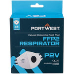 Portwest P210 FFP2 Valved Dolomite Fold Flat Disposable Masks (Pack 3) No stock