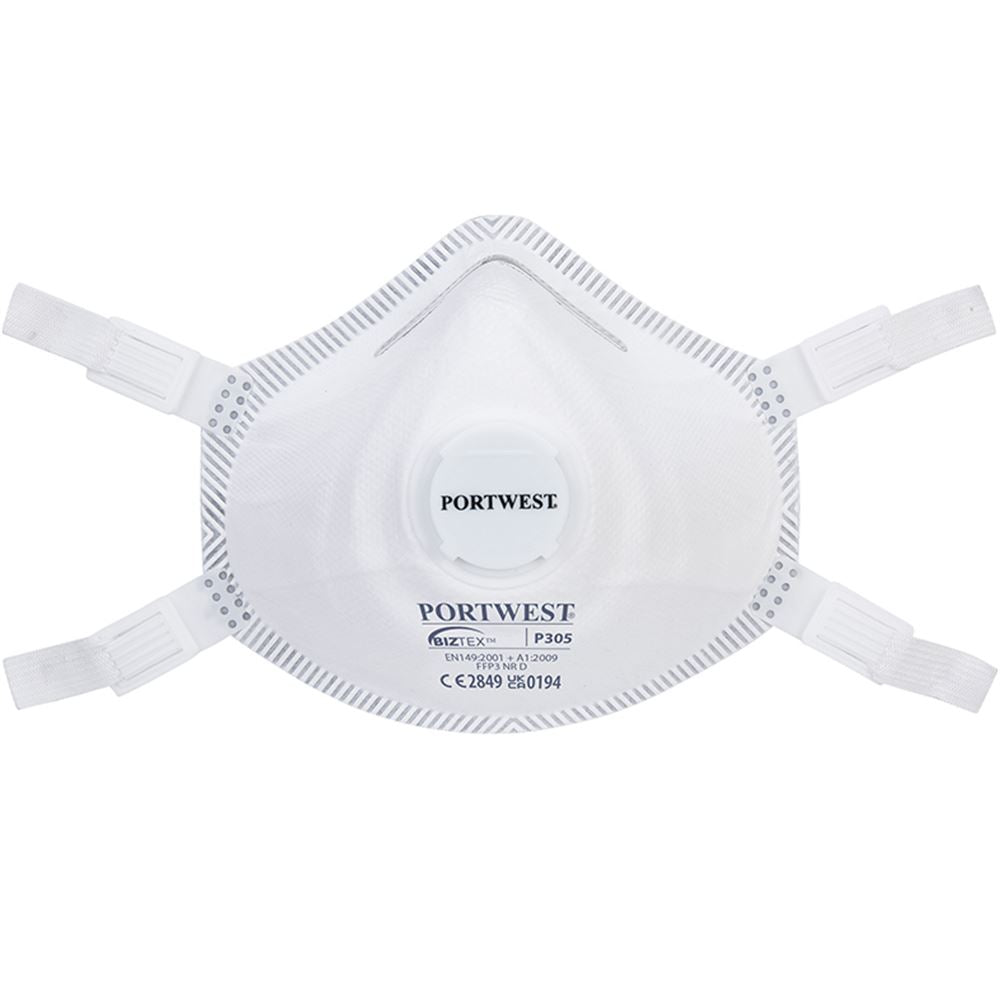 Portwest P305 FFP3D Premium Valved Moulded Disposable Masks (Pack 5)