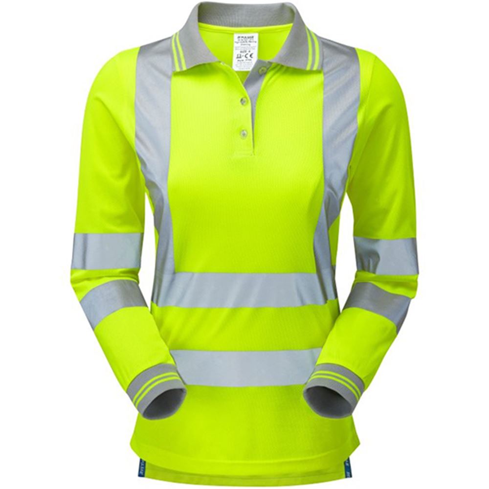 Pulsar P702 Yellow Women's Hi Vis Long Sleeve Polo Shirt