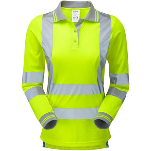 Pulsar P702 Yellow Women's Hi Vis Long Sleeve Polo Shirt