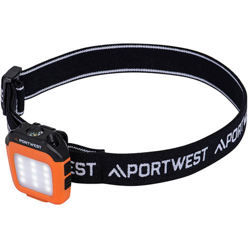 Portwest PA74 USB Rechargeable Multi-Function LED Cap Head Torch - 40/150/200 Lumens