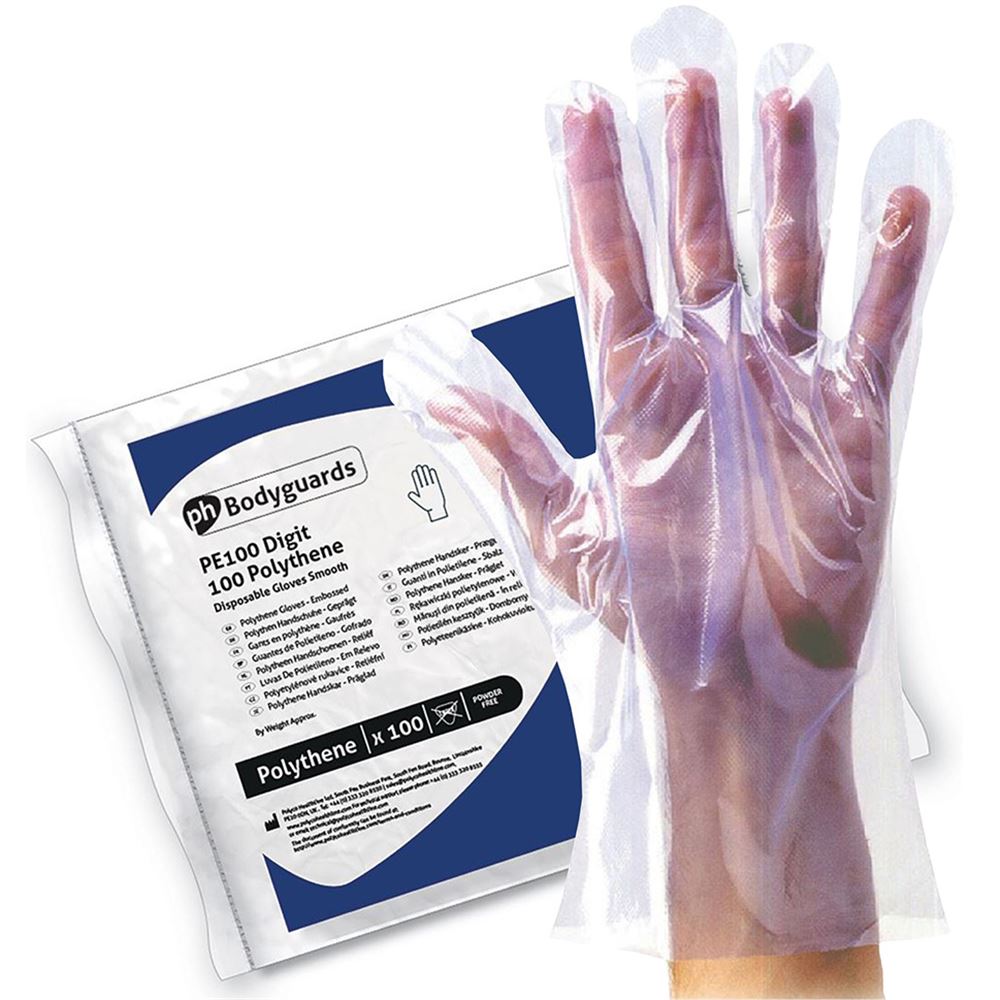 Polyco Bodyguards PE100 Digit Clear Polythene Gloves (Pk100)