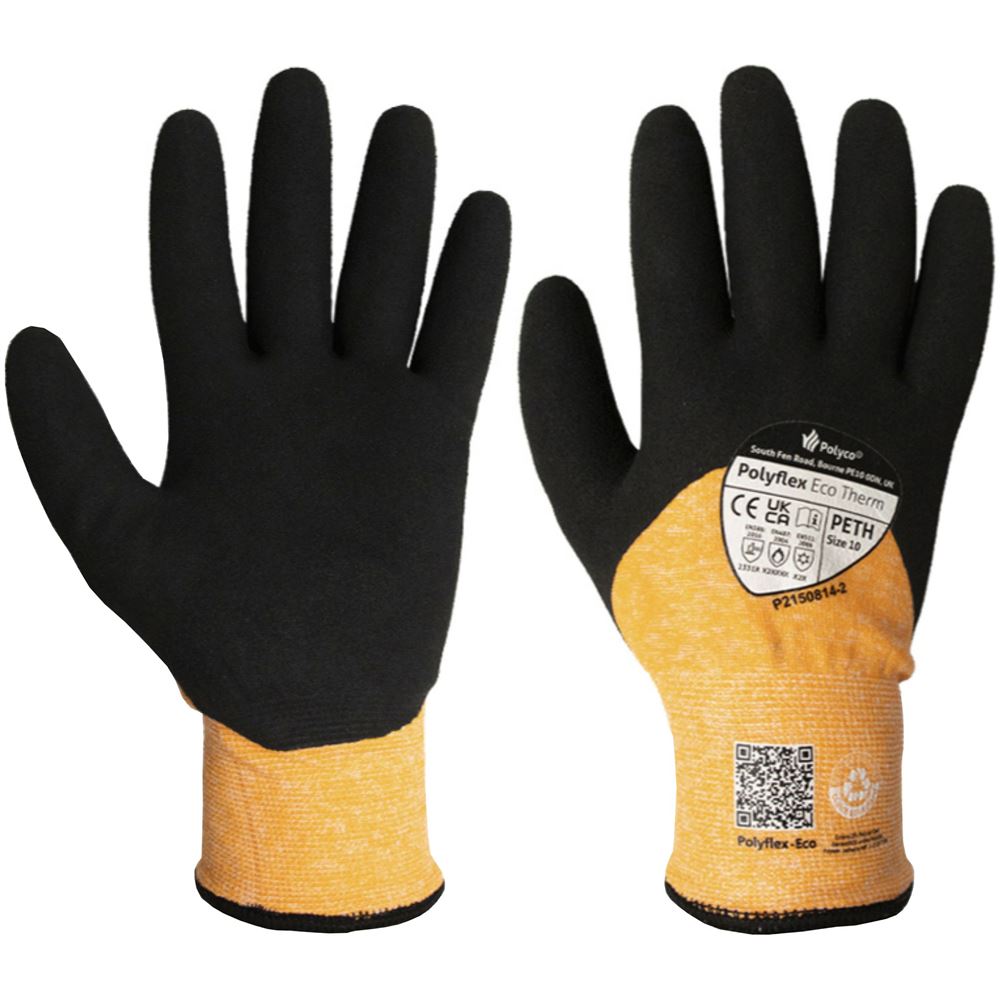 Polyco Polyflex PETH ECO Friendly Cut Level 3 Thermal Lined Gloves with Latex Palm - 10g