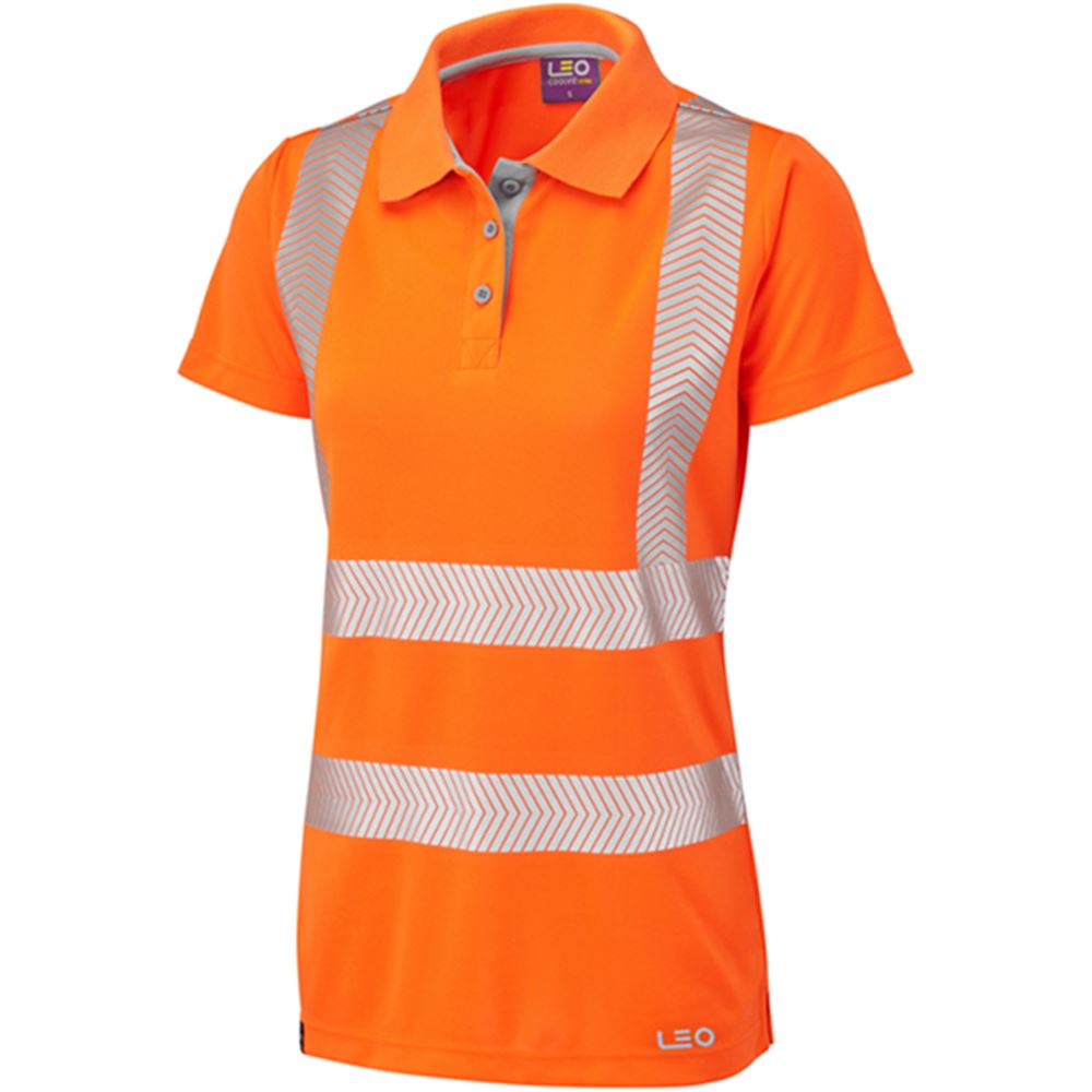 Leo Workwear Pippacott Orange EcoViz Coolviz Ultra Women's Hi Vis Polo Shirt