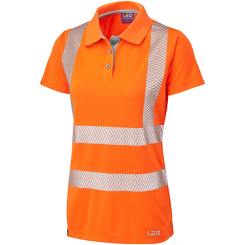 Leo Workwear Pippacott Orange EcoViz Coolviz Ultra Women's Hi Vis Polo Shirt