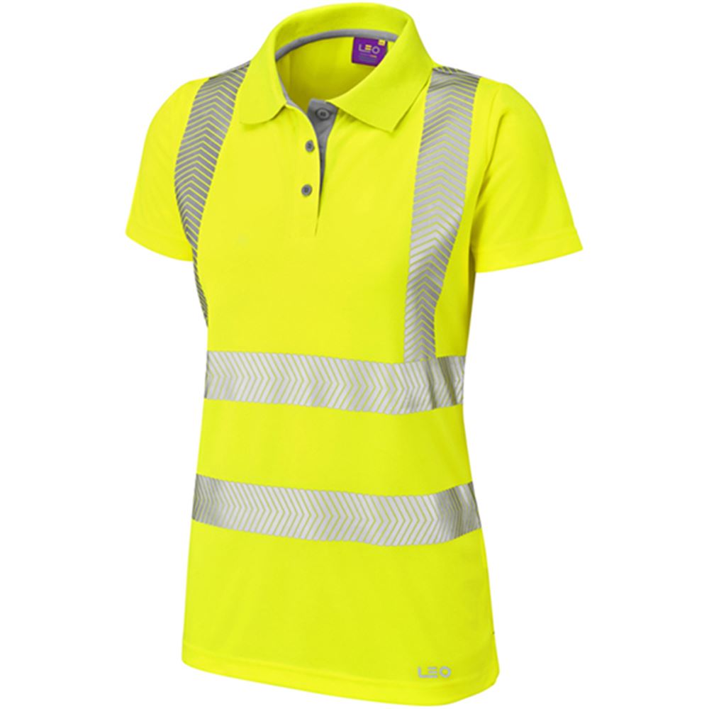 Leo Workwear Pippacott Yellow EcoViz Coolviz Ultra Women's Hi Vis Polo Shirt