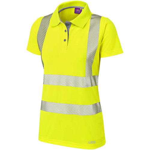 Leo Workwear Pippacott Yellow EcoViz Coolviz Ultra Women's Hi Vis Polo Shirt