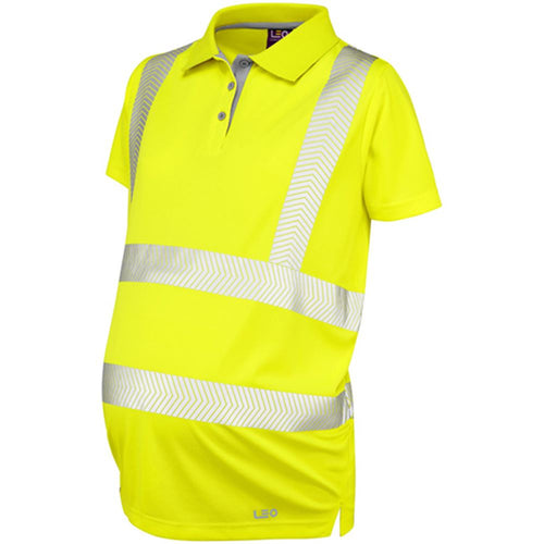 Leo Workwear Lovacott Yellow EcoViz Coolviz Women's Hi Vis Maternity Polo Shirt