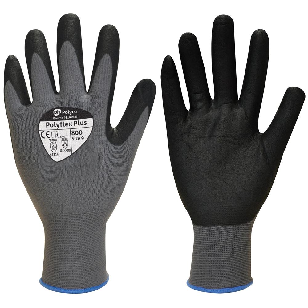 Polyco Polyflex Plus Work Gloves 800 with Foamed Nitrile Palm - 15g