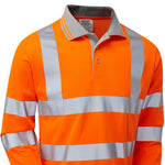 Pulsar PR470-R Rail Orange GRS Recycled Hi Vis Long Sleeve Polo Shirt