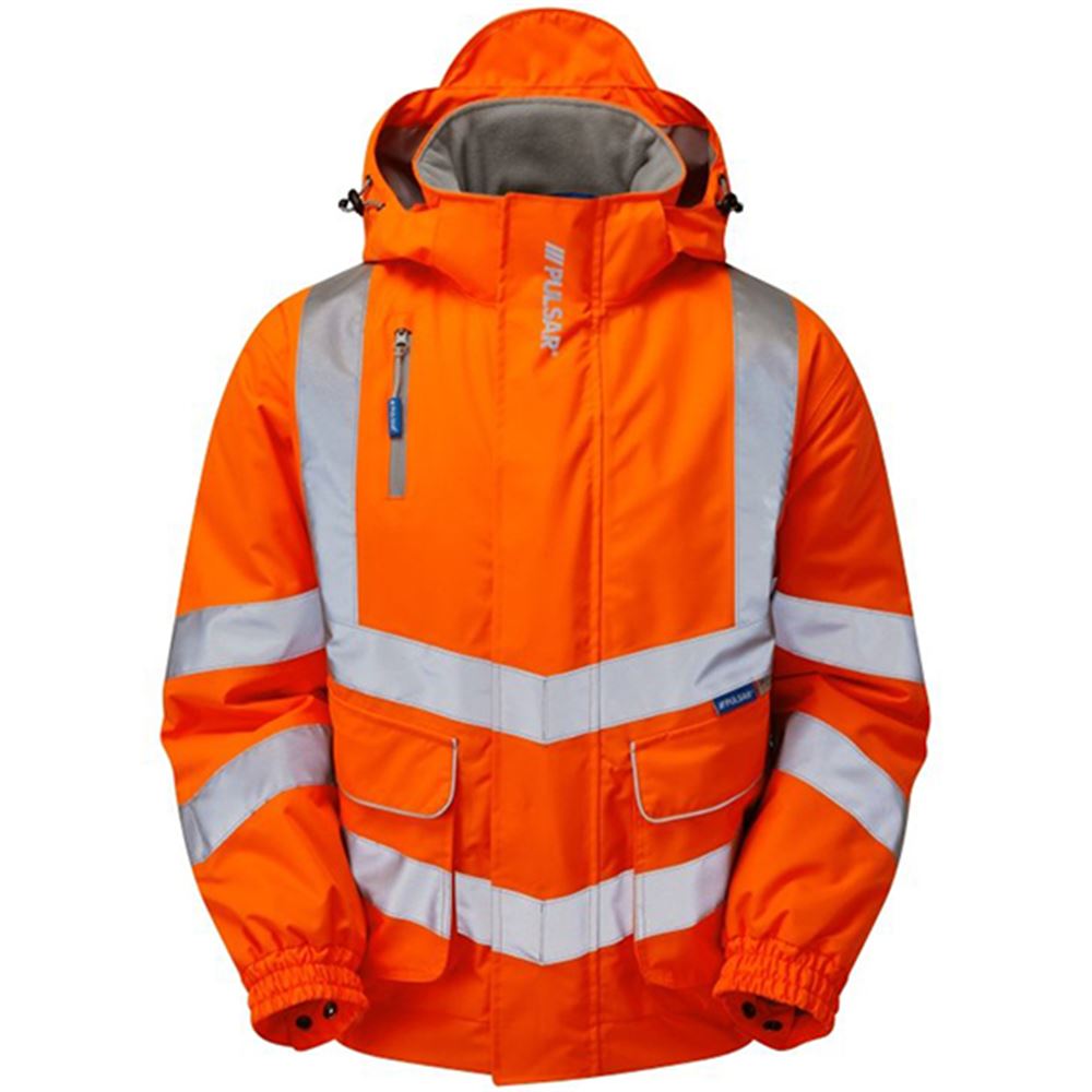 Pulsar PR496-R Rail Orange GRS Recycled Padded Waterproof Hi Vis Bomber Jacket