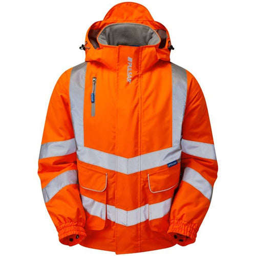 Pulsar PR496-R Rail Orange GRS Recycled Padded Waterproof Hi Vis Bomber Jacket