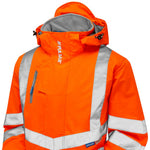 Pulsar PR499-R Rail Orange GRS Recycled Mesh Lined Waterproof Hi Vis Storm Jacket