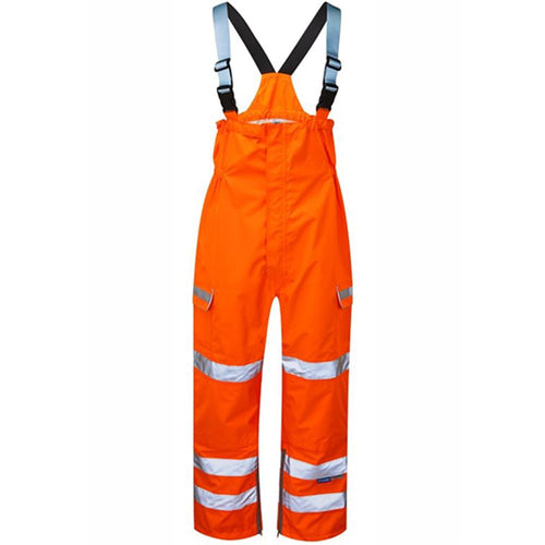 Pulsar PR504-R Rail Orange GRS Recycled Foul Weather Hi Vis Waterproof Bib & Brace