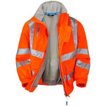 Pulsar PR515-R Rail Orange GRS Recycled Mesh Lined Waterproof Hi Vis Bomber Jacket