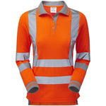 Pulsar PR703-R Rail Orange GRS Recycled Women's Hi Vis Long Sleeve Polo Shirt