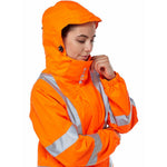 Pulsar PR705-R Rail Orange GRS Recycled Women's Mesh Lined Waterproof Hi Vis Storm Jacket