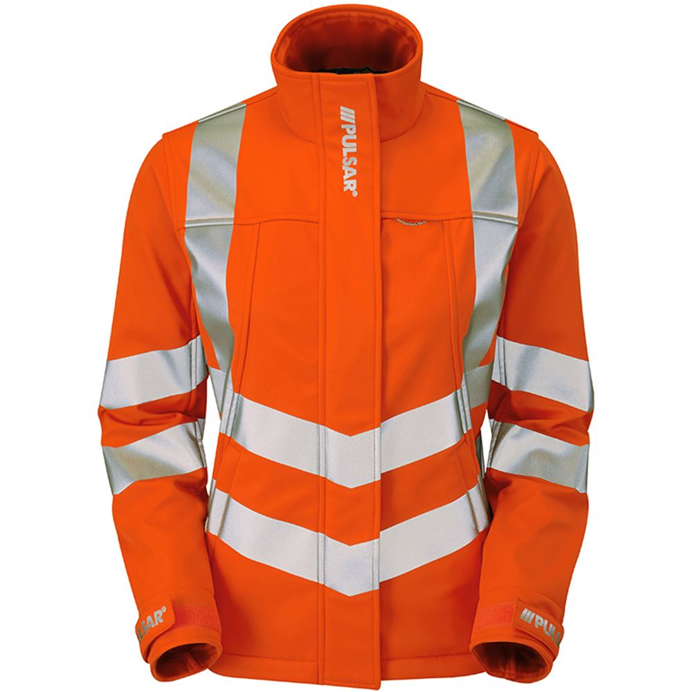 Pulsar PR707-R Rail Orange GRS Recycled Women's Hi Vis Softshell Jacket (3L)