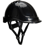 Portwest PS54 Endurance Safety Helmet with Chin Strap - Electrical Insulated Non Vented Wheel Ratchet Short Peak