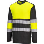 Portwest PW312 PW3 Yellow/Black Cotton Comfort Long Sleeve Hi Vis T-Shirt