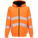 Portwest PW321 PW3 Orange Hi Vis Zipped Winter Hoodie