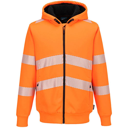 Portwest PW321 PW3 Orange Hi Vis Zipped Winter Hoodie