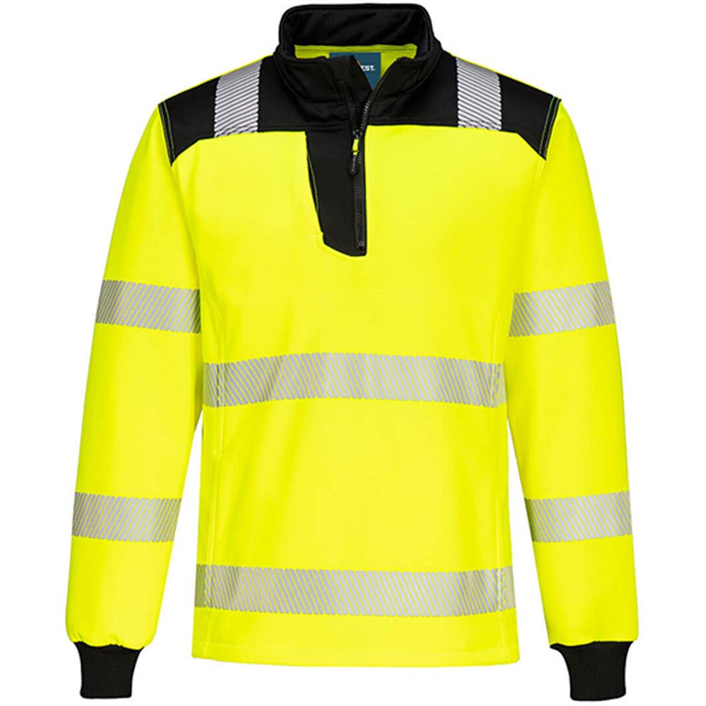 Portwest PW326 PW3 Yellow Polycotton 1/4 Zip Hi Vis Sweatshirt