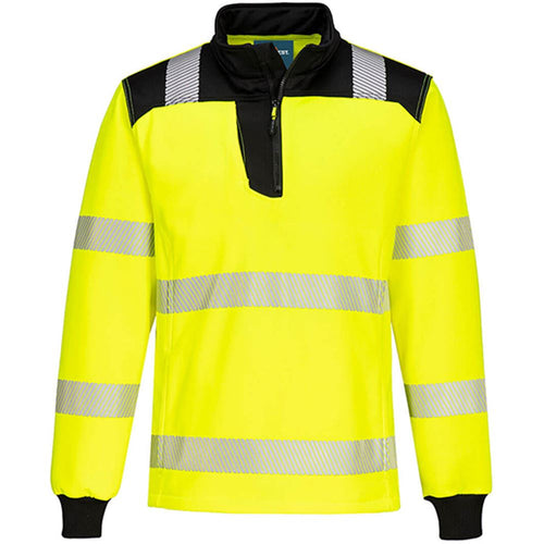 Portwest PW326 PW3 Yellow Polycotton 1/4 Zip Hi Vis Sweatshirt