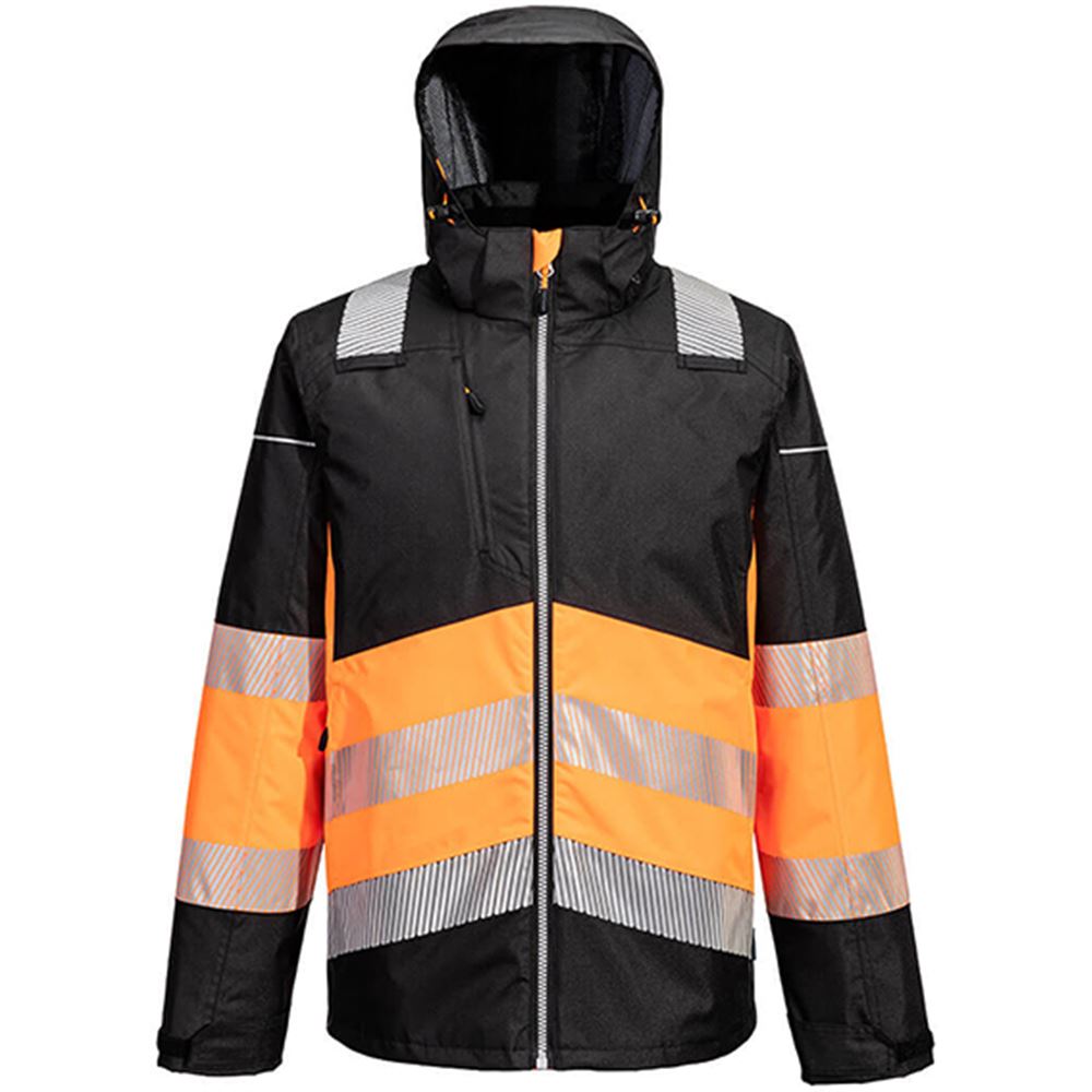 Portwest PW364 PW3 Orange/Black Class 1 Padded Waterproof Hi Vis Winter Jacket