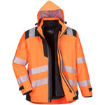 Portwest PW365 PW3 Orange/Black Waterproof Hi Vis 3-in-1 Jacket