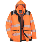 Portwest PW367 PW3 Orange Mesh Lined Hi Vis 5-in-1 Waterproof Jacket