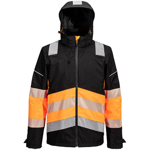 Portwest PW368 PW3 Orange/Black Extreme Class 1 Waterproof Breathable Hi Vis Rain Jacket