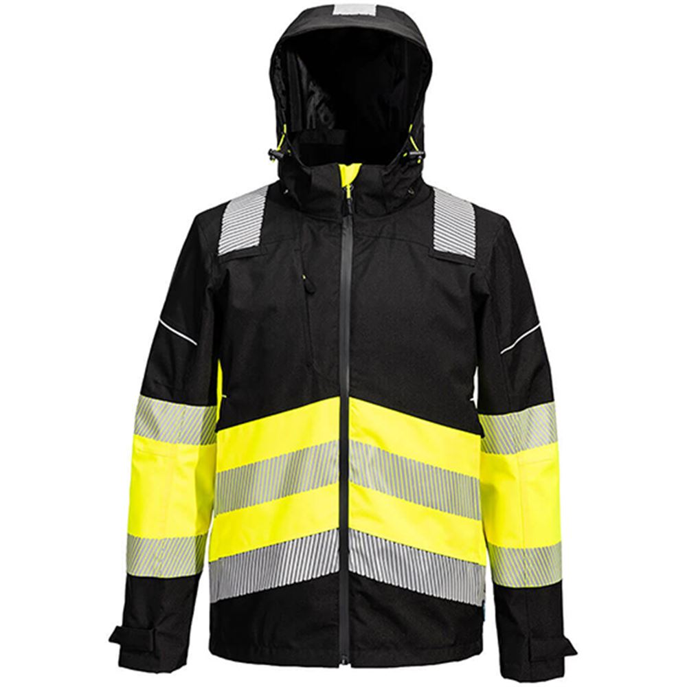 Portwest PW368 PW3 Yellow/Black Extreme Class 1 Waterproof Breathable Hi Vis Rain Jacket