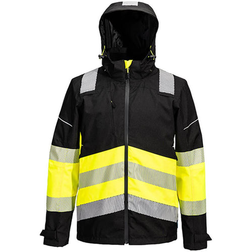 Portwest PW368 PW3 Yellow/Black Extreme Class 1 Waterproof Breathable Hi Vis Rain Jacket