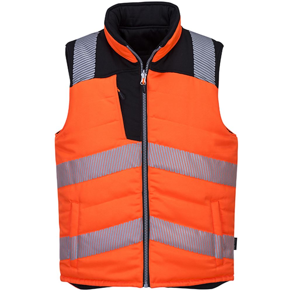 Portwest PW374 PW3 Orange/Black Hi Vis Reversible Bodywarmer